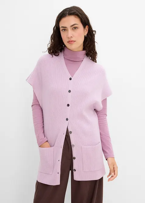 Ribbstickad cape av mjuk yllemix, bonprix