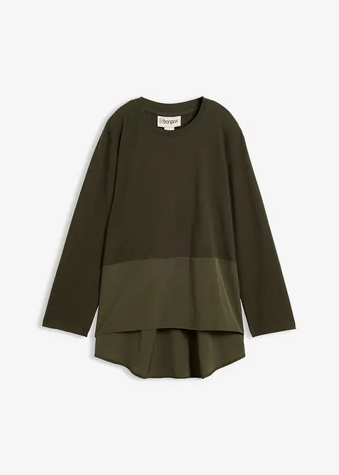 L&aring;ng&auml;rmad topp av materialmix, bonprix