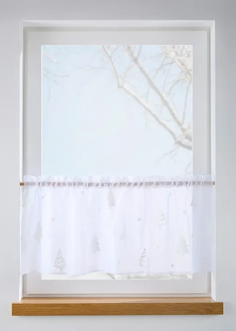 Caf&eacute;gardin med broderi och &aring;tervunnen polyester, bonprix
