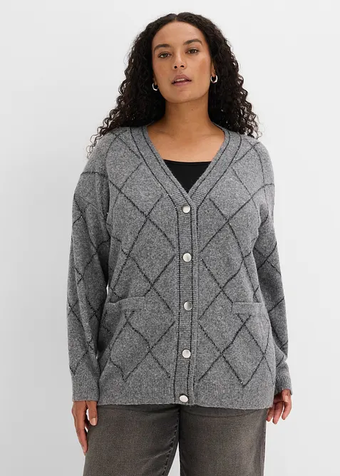 L&aring;ng cardigan med glittriga effekter, bonprix