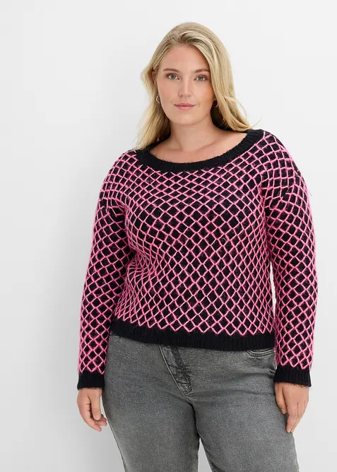 Tr&ouml;ja i boxy modell med fluffigt garn, bonprix
