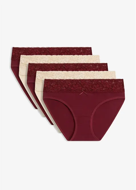 Trosa med bomull och spets (5-pack), bonprix