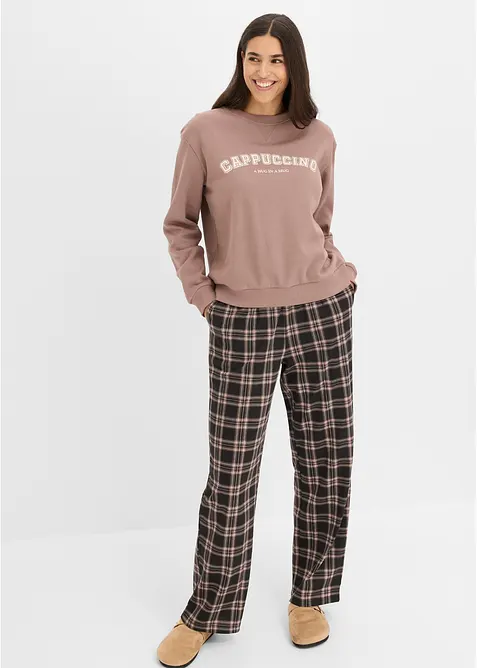 Sk&ouml;n sweatshirt med flanellbyxa, bonprix