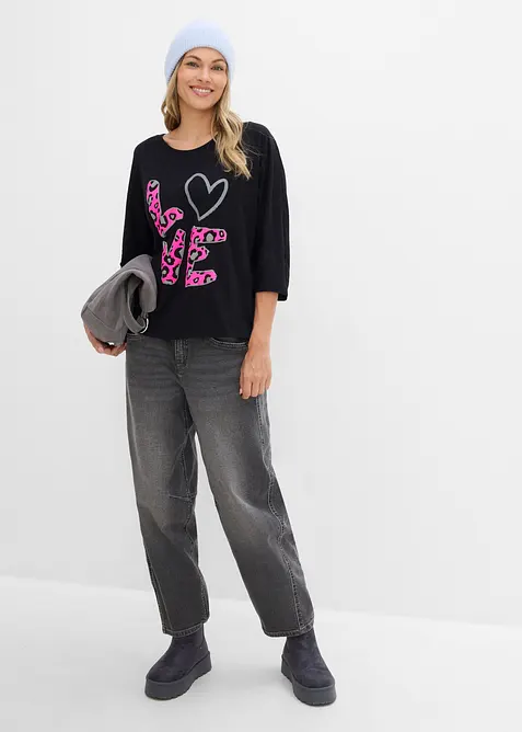 Oversizetopp i bomullsmix, bonprix