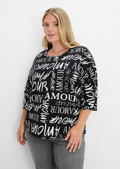 Oversizetopp i bomull och viskos, bonprix