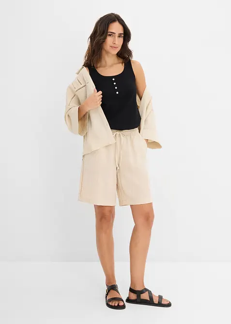 Shorts av viskosmix, med res&aring;rmidja, bonprix