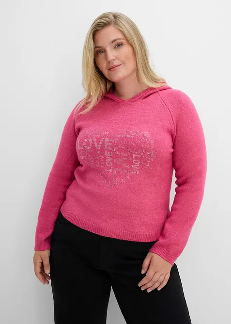 Finstickad tr&ouml;ja med glitterstenar, bonprix