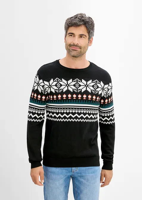 Stickad tr&ouml;ja med lusem&ouml;nster i Regular Fit, bonprix