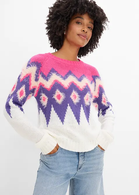 Grovstickad Fair Isle-tr&ouml;ja, bonprix