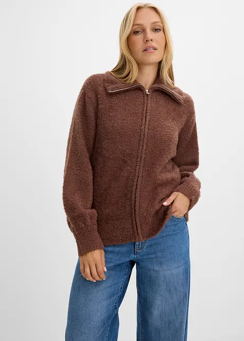Cardigan i boucl&eacute;garn, bonprix
