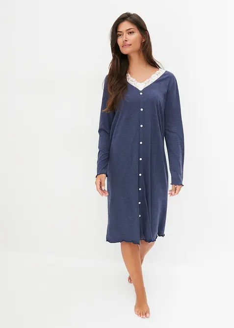 Nattlinne i l&aring;ng modell med knappsl&aring;, bonprix