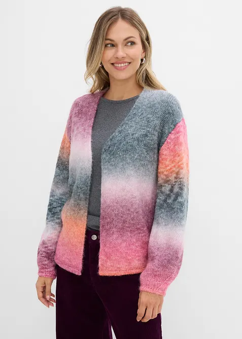 Grovstickad cardigan med olika f&auml;rgnyanser, bonprix