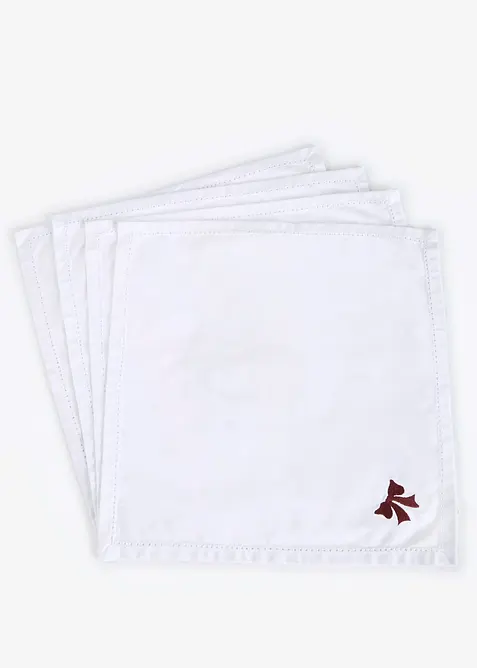 Servetter av ekologisk bomull med broderi (4-pack), bonprix