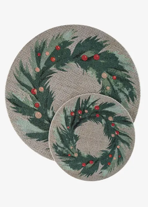 Rund, tv&auml;ttbar d&ouml;rrmatta med julmotiv, bonprix