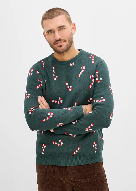 Finstickad tr&ouml;ja med julmotiv, bonprix