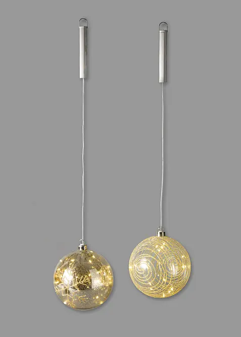 Julgranskulor med LED-belysning (2 delar), bonprix