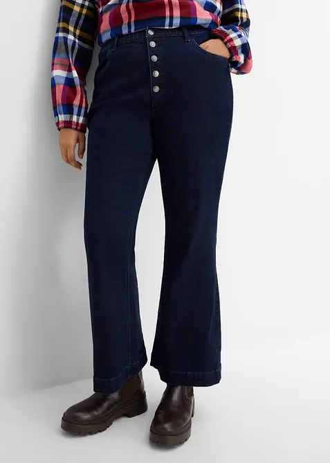 Flared Jeans High Waist, med bekv&auml;m midja, bonprix