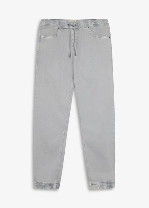 Dra p&aring;-byxa av bomullstwill i Relaxed Fit med Tapered ben, bonprix
