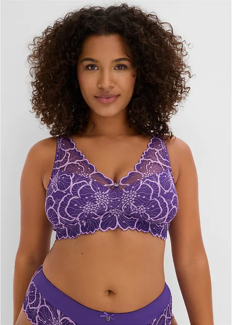 Minimizer-bralette med tv&aring;f&auml;rgad spets, bonprix