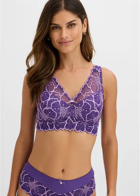 Minimizer-bralette med tv&aring;f&auml;rgad spets, bonprix