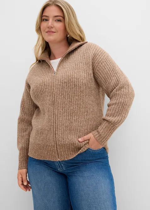 Grovstickad cardigan, bonprix