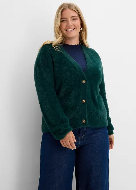 Cardigan i materialmix, bonprix