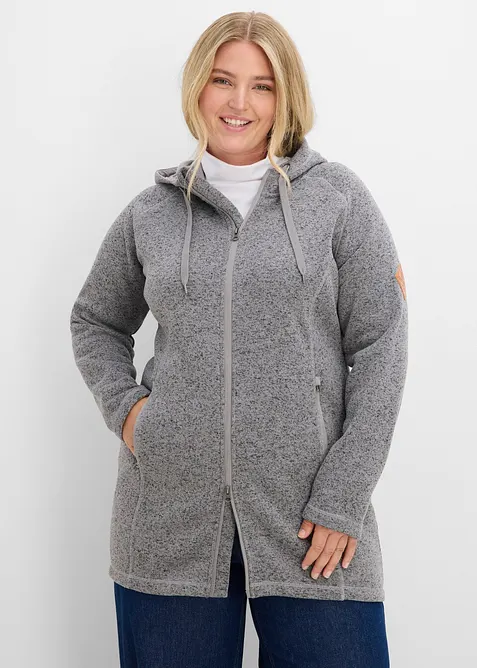 L&aring;ng fleecejacka med huva, bonprix