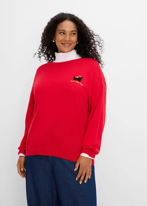 Stickad tr&ouml;ja med rund halsringning, bonprix