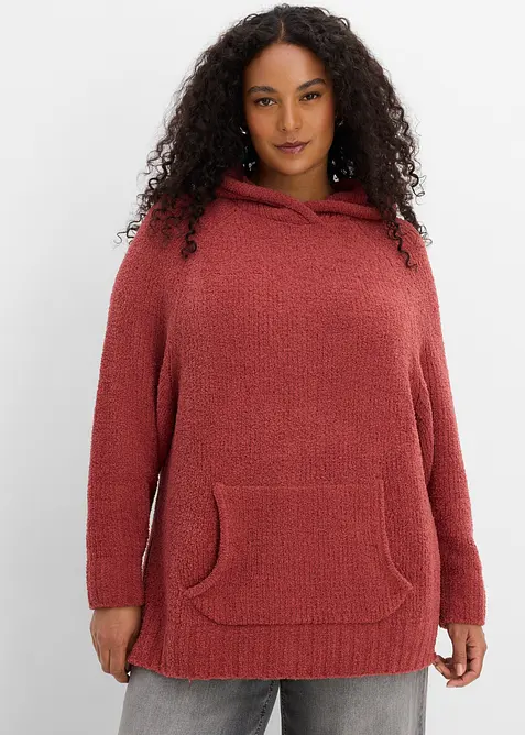 Sweatshirt med huva, av teddyfleece, bonprix