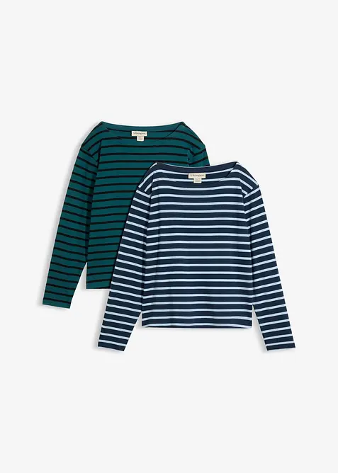 L&aring;ng&auml;rmad topp av ekologisk bomull (2-pack), bonprix