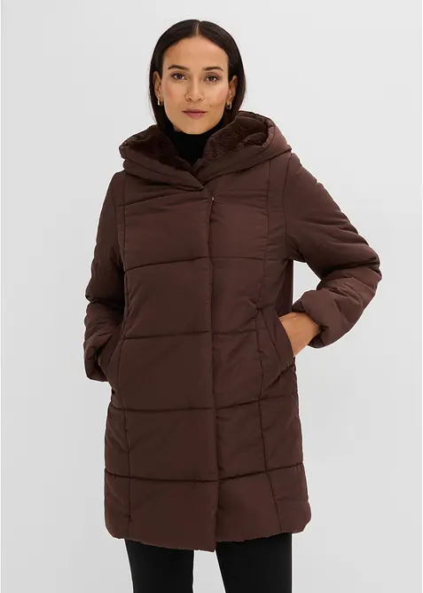 T&auml;ckjacka med bes&auml;ttning i fuskp&auml;ls, bonprix