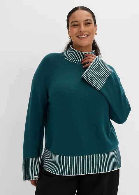 Tr&ouml;ja med st&aring;krage och liten andel kashmir, bonprix