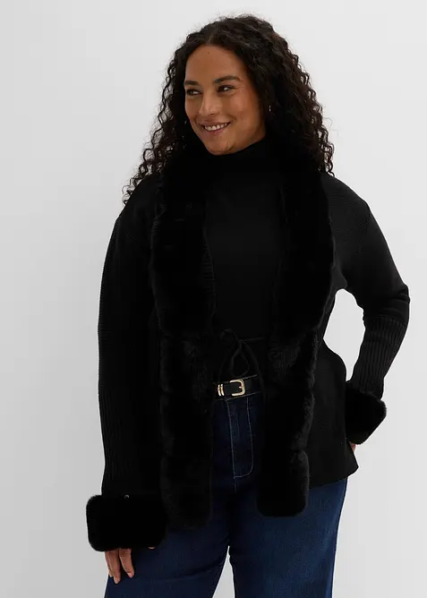 Cardigan med avtagbar fuskp&auml;ls, bonprix