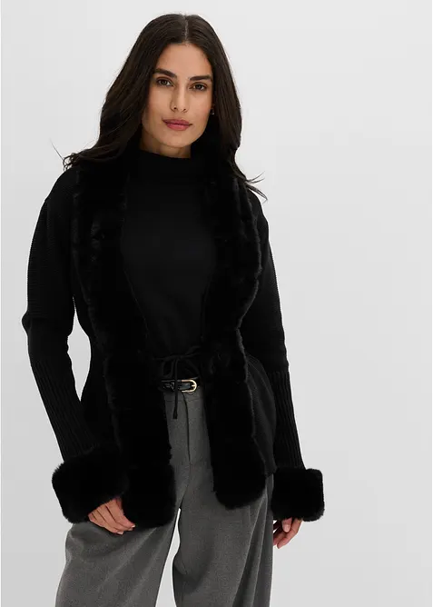 Cardigan med avtagbar fuskp&auml;ls, bonprix