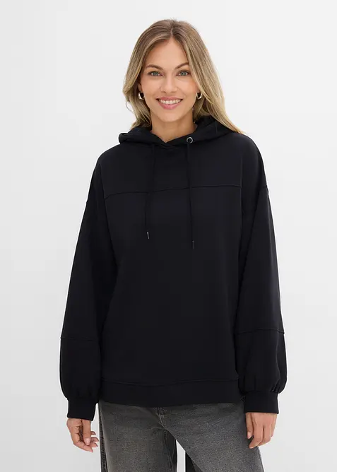 Oversizesweatshirt med huva i mjuk bomullsmix, bonprix