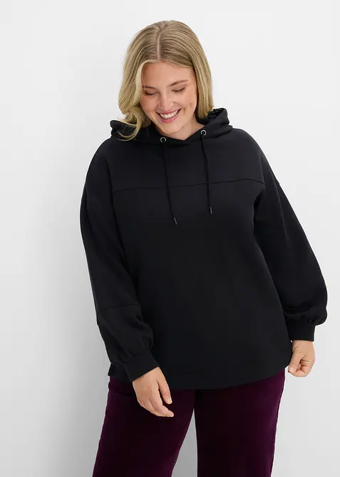 Oversizesweatshirt med huva i mjuk bomullsmix, bonprix