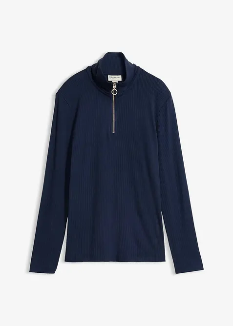 Ribbstickad topp av mjuk viskosmix, bonprix