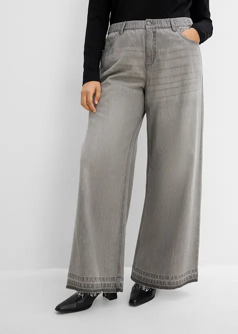 Wide Leg-jeans Mid Waist, med bekv&auml;m midja, bonprix
