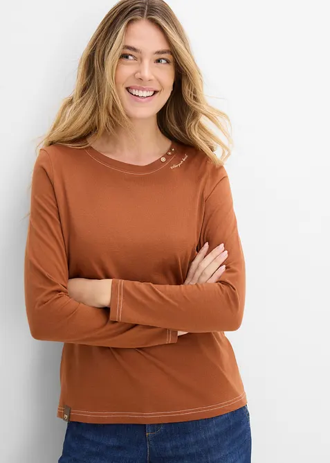 L&aring;ng&auml;rmad T-shirt med prydnadsknappar, bonprix