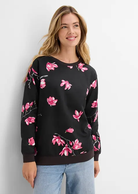 Sweatshirt i ledigt snitt av ren bomull, bonprix