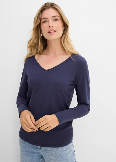 Figurn&auml;ra l&aring;ng&auml;rmad topp (2-pack), bonprix