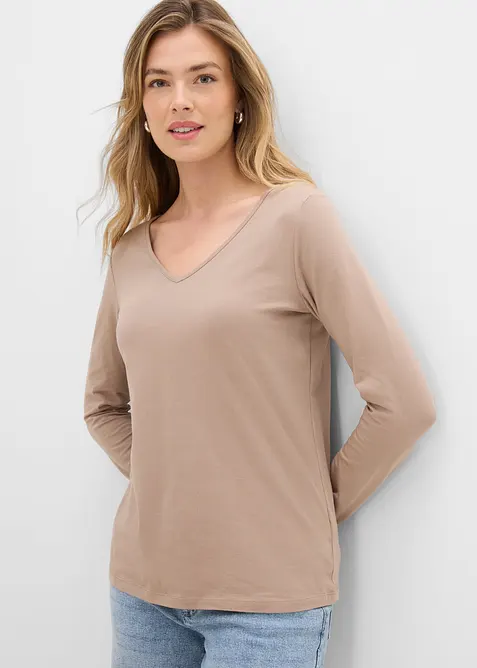 Figurn&auml;ra l&aring;ng&auml;rmad topp (2-pack), bonprix