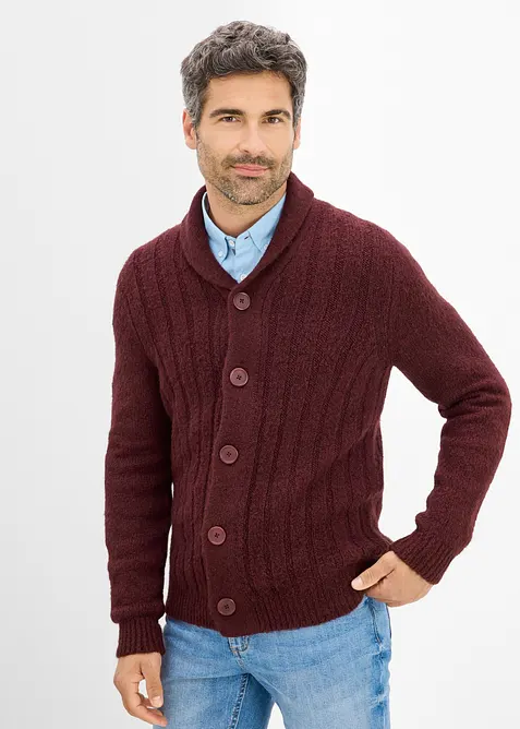 Cardigan med ribbstickat m&ouml;nster, bonprix