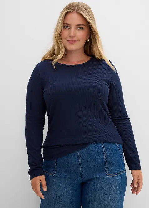 V&auml;rmande topp i ribbstickat material, bonprix