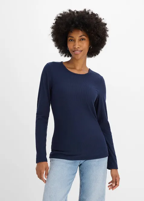 V&auml;rmande topp i ribbstickat material, bonprix