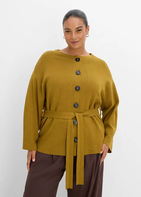 Cardigan med knytsk&auml;rp i viskosmix, bonprix