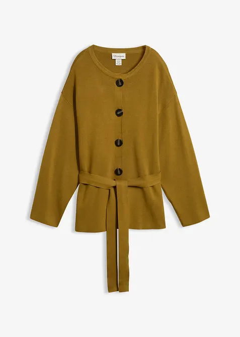 Cardigan med knytsk&auml;rp i viskosmix, bonprix