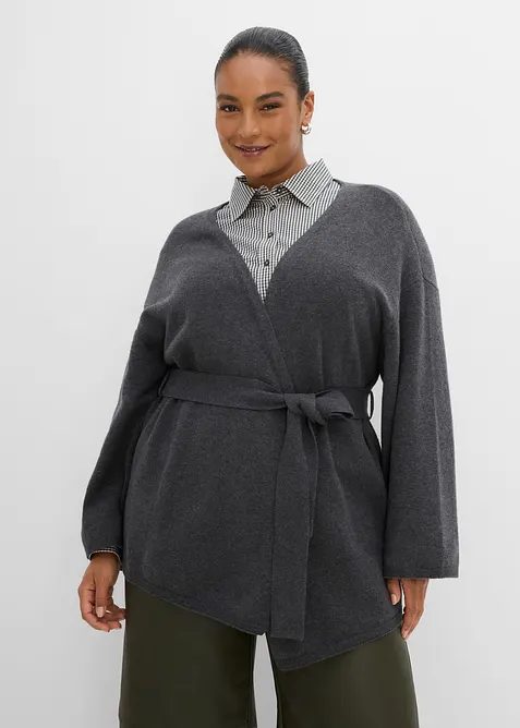 Cardigan med knytsk&auml;rp, bonprix