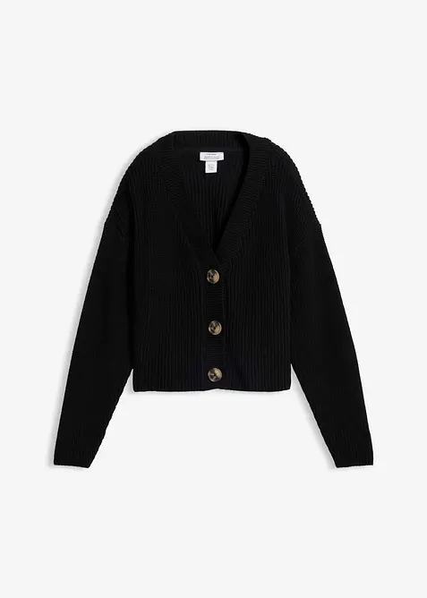 Grovstickad cardigan i bomull, bonprix