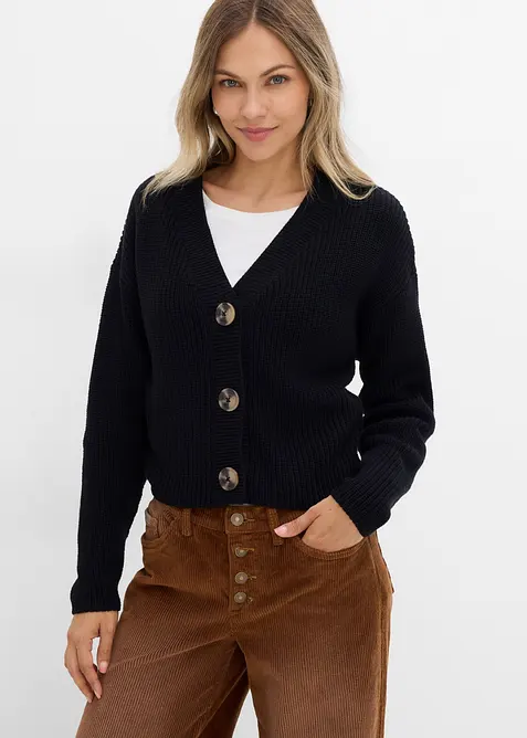 Grovstickad cardigan i bomull, bonprix
